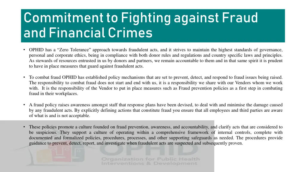 commitment to fighting against fraud