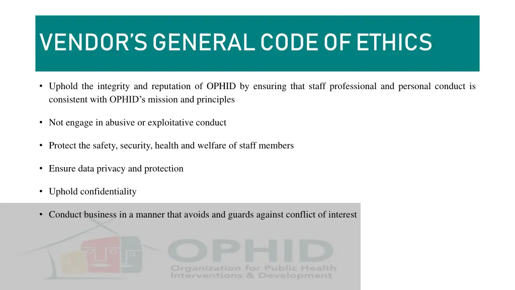 vendor s general code of ethics