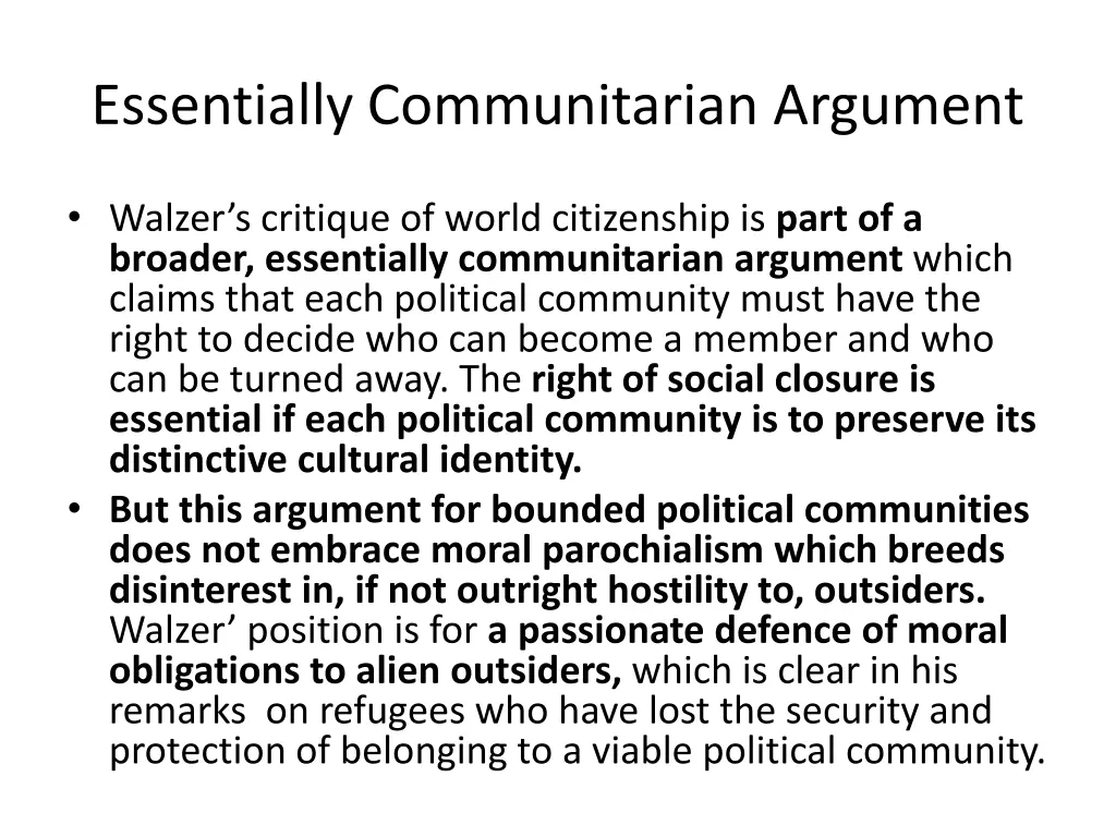 essentially communitarian argument