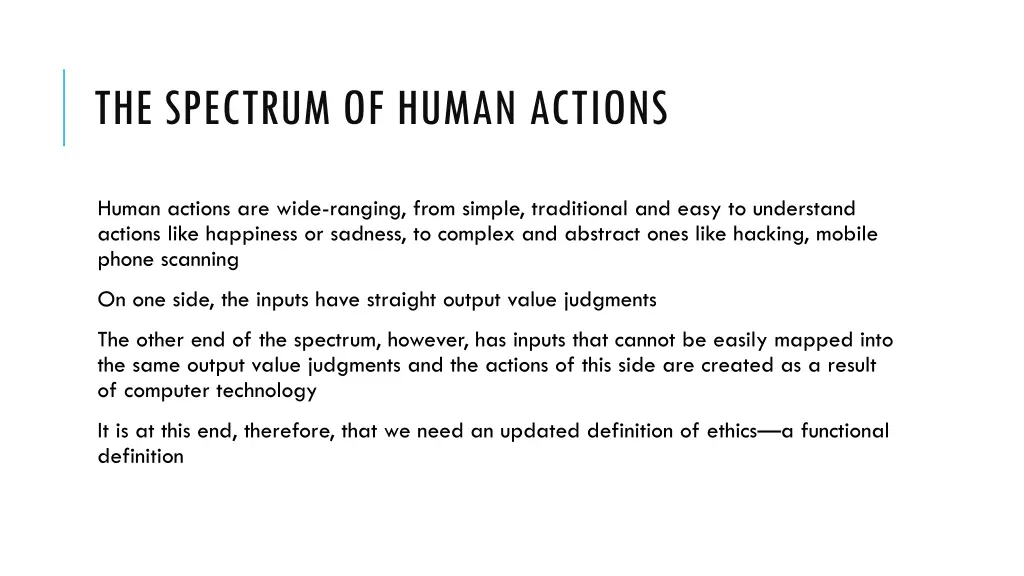 the spectrum of human actions