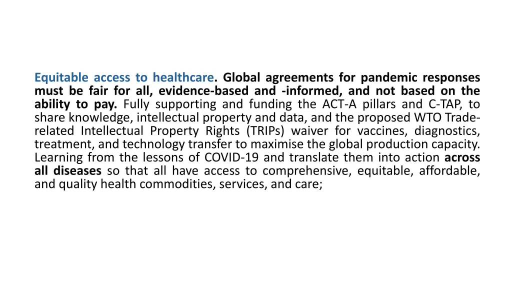 equitable access to healthcare global agreements