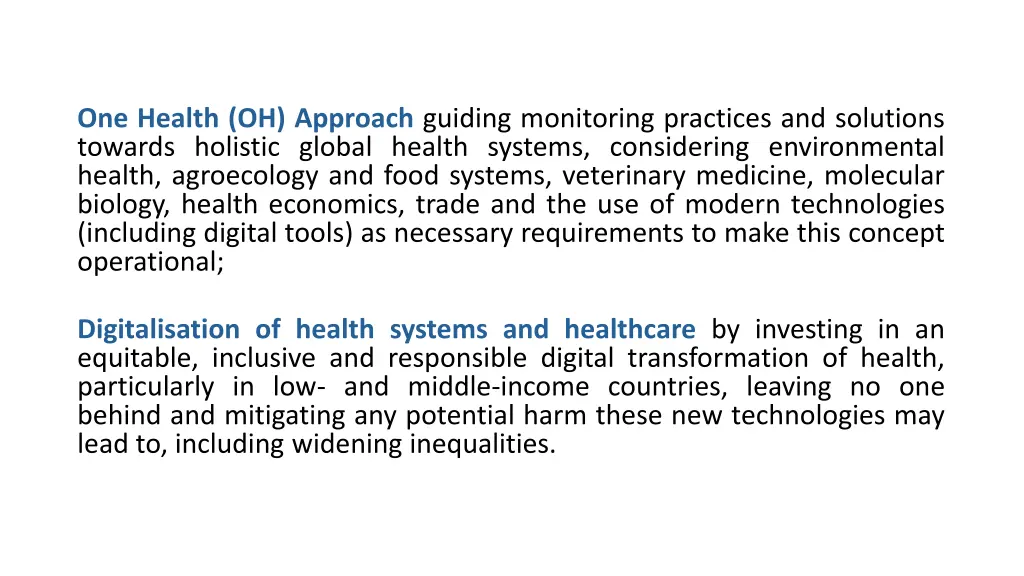 one health oh approach guiding monitoring