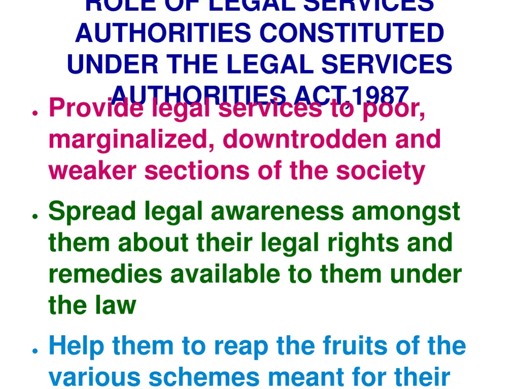 role of legal services authorities constituted