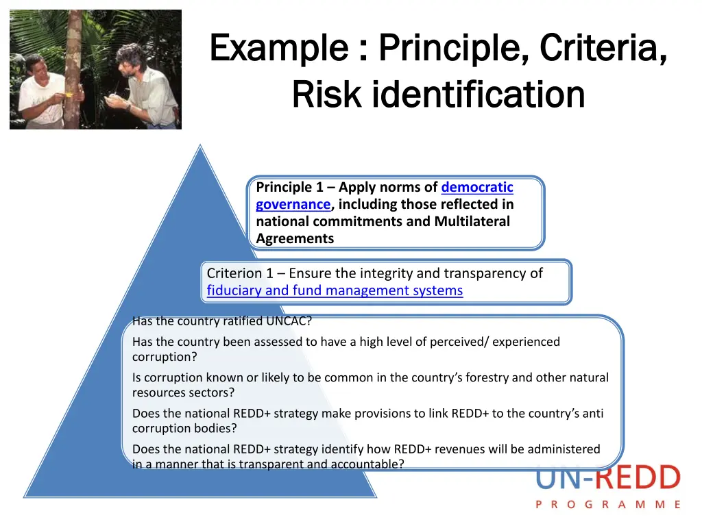 example principle criteria example principle