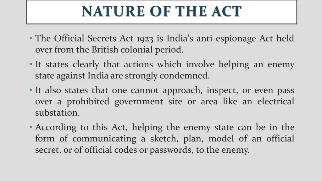 nature of the act