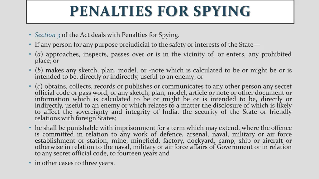 penalties for spying