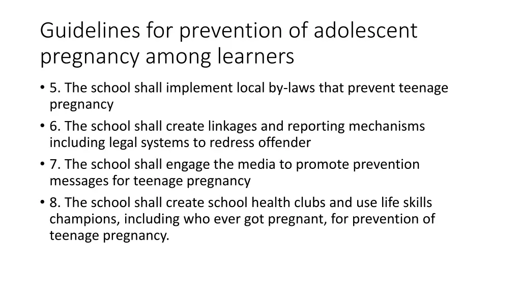 guidelines for prevention of adolescent pregnancy 1