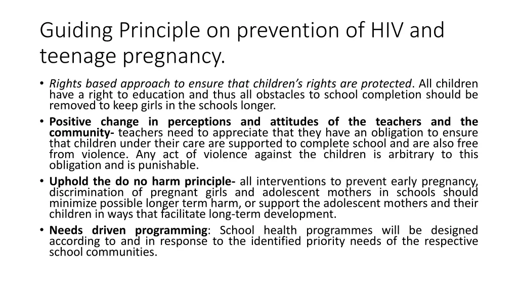 guiding principle on prevention