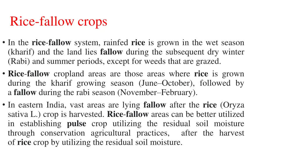 rice fallow crops