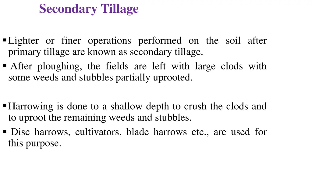 secondary tillage