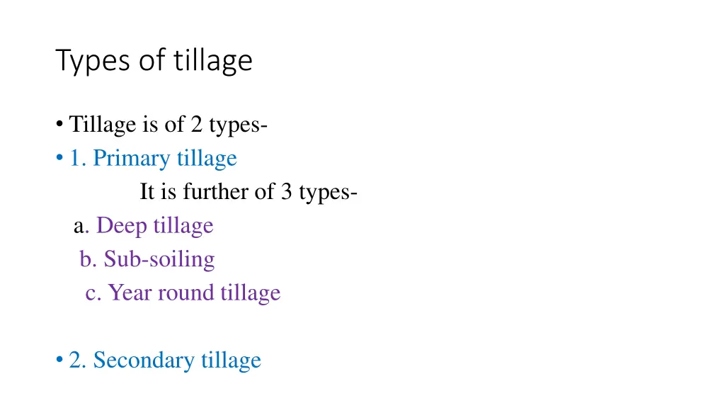 types of tillage