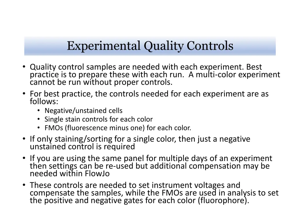 experimental quality controls