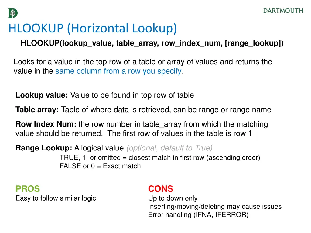 hlookup horizontal lookup hlookup lookup value