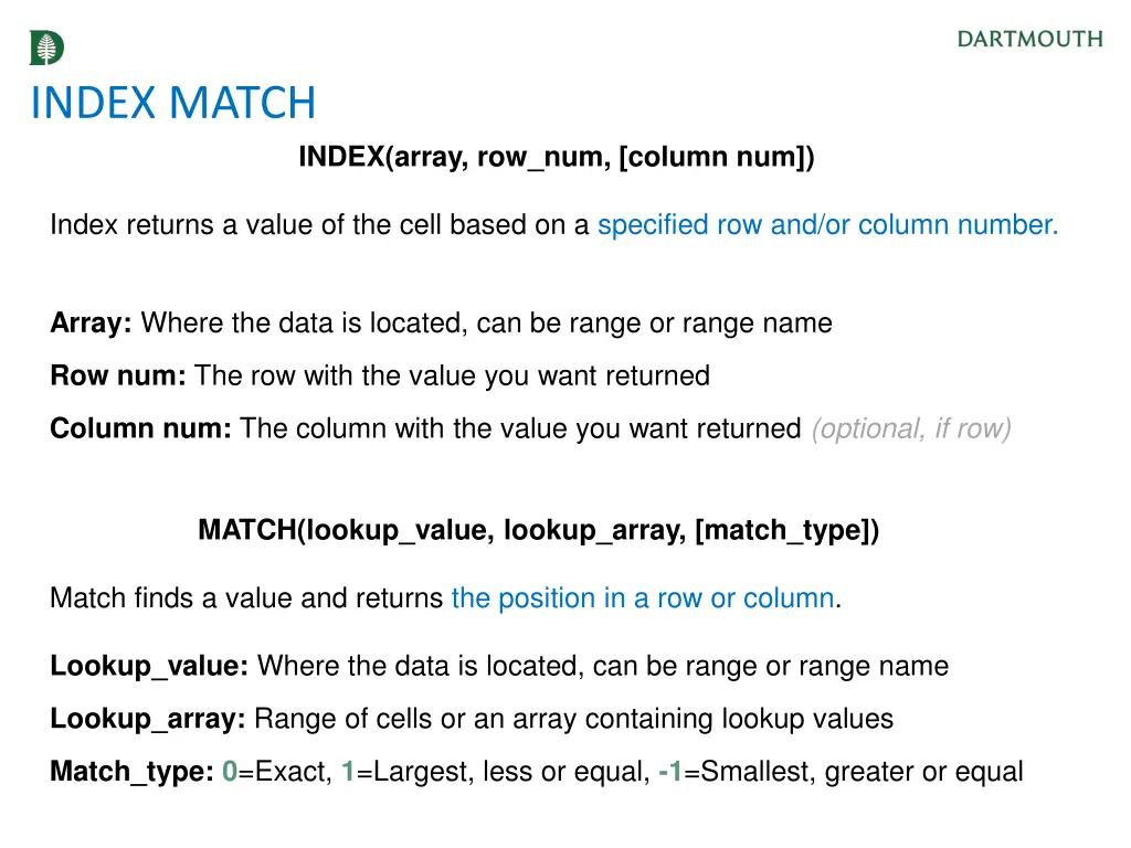 index match