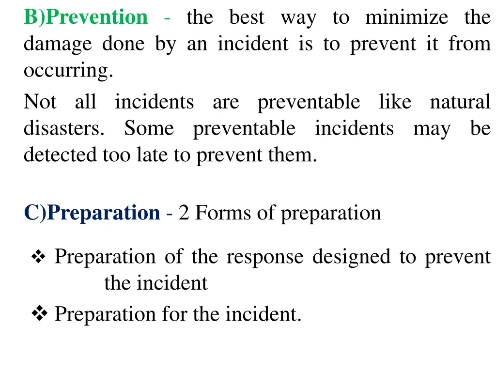 b prevention the best way to minimize the damage