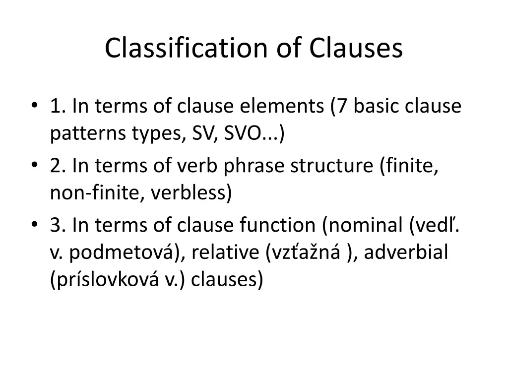 classification of clauses