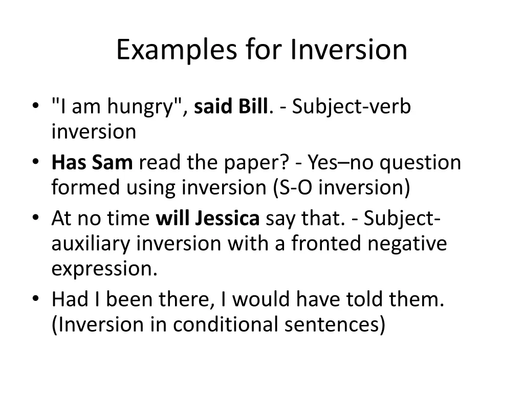 examples for inversion