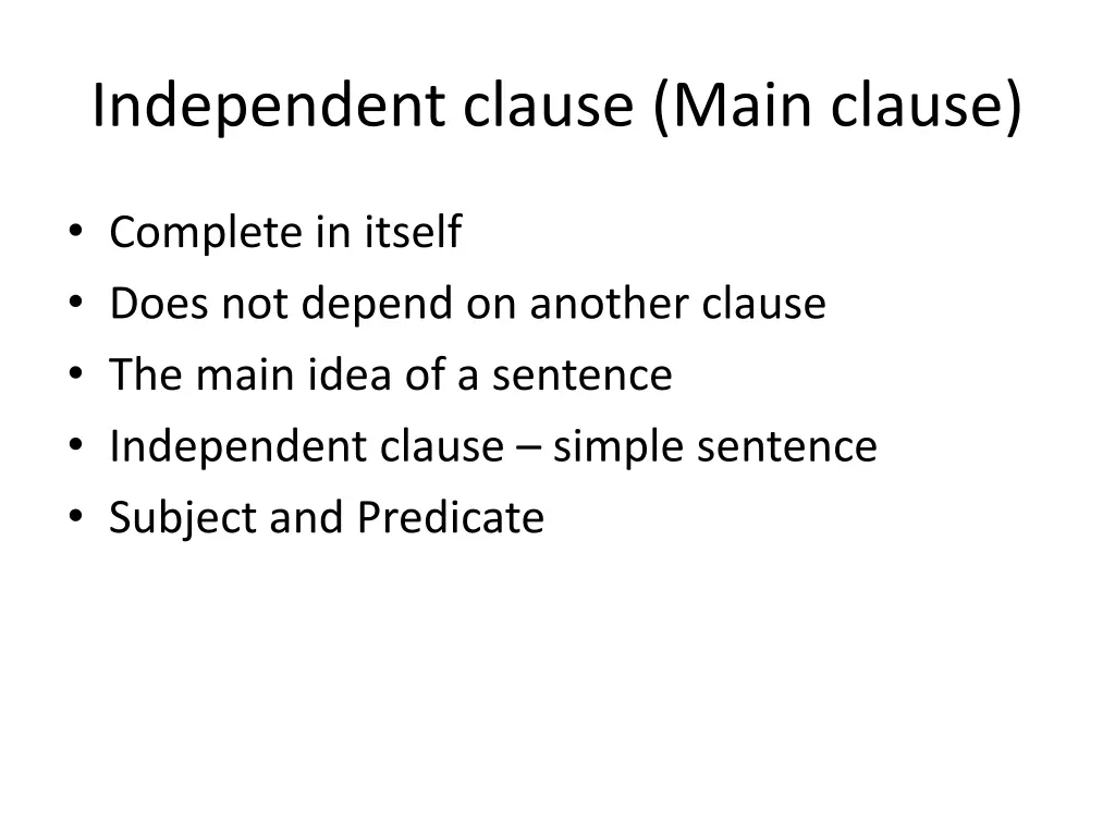 independent clause main clause