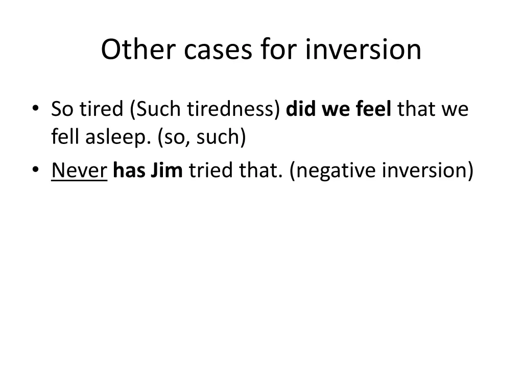 other cases for inversion