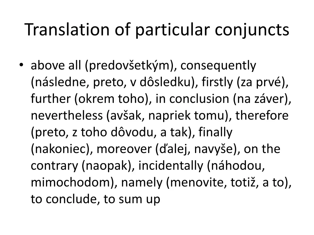 translation of particular conjuncts