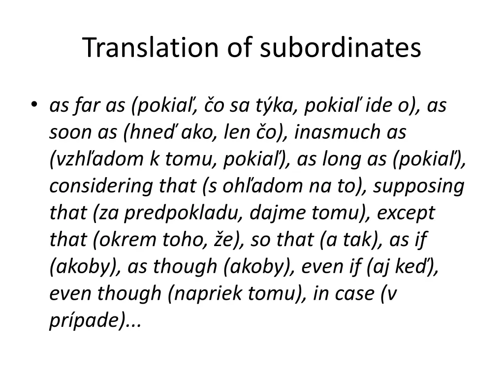 translation of subordinates