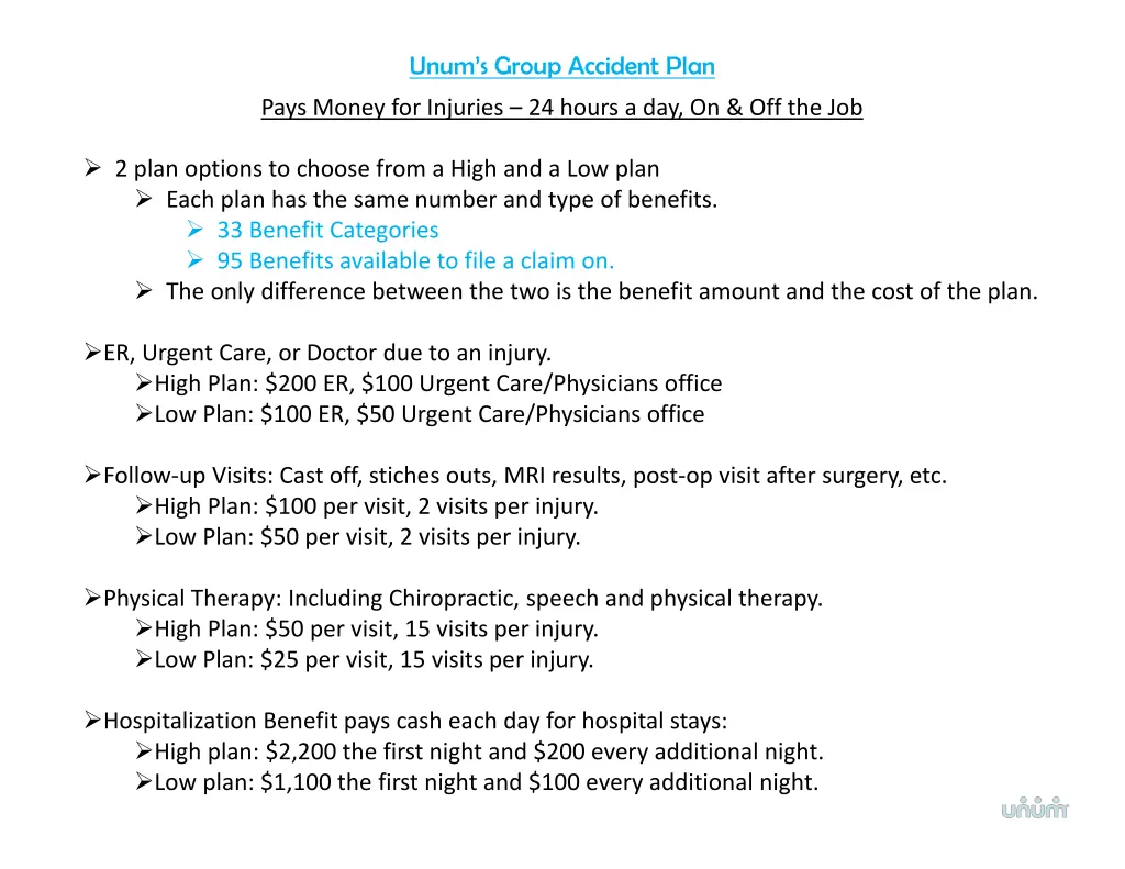 unum s group accident plan