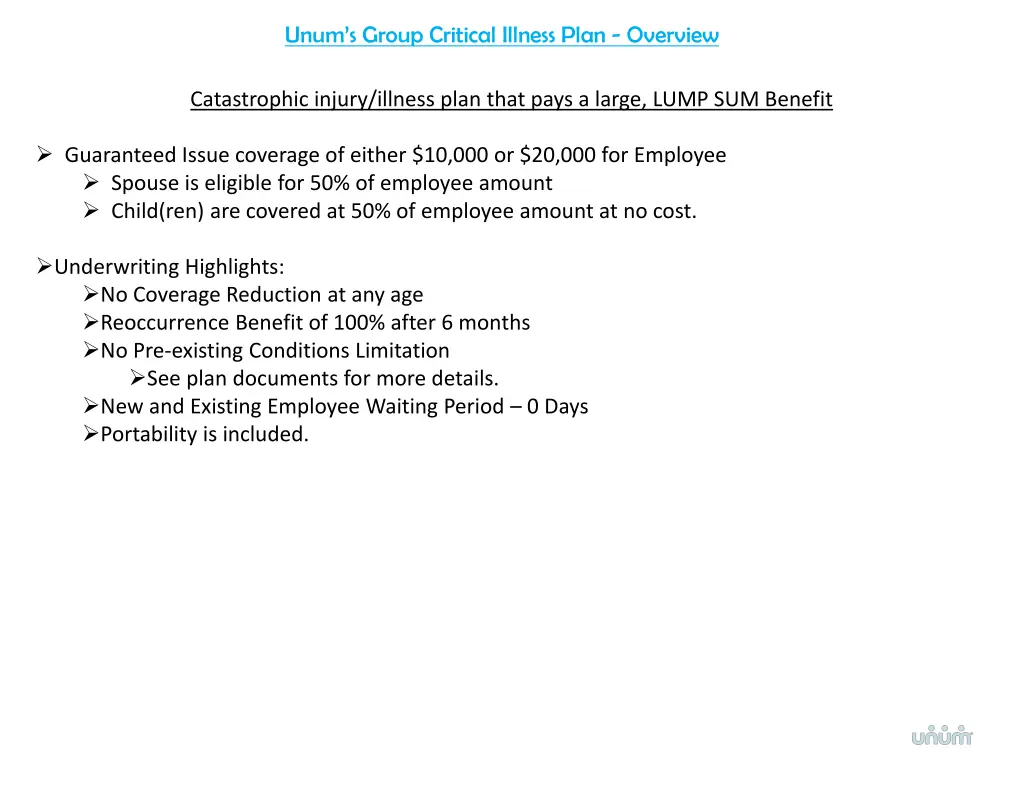 unum s group critical illness plan overview