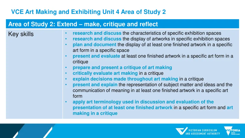 vce art making and exhibiting unit 4 area