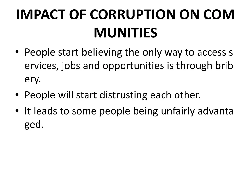 impact of corruption on com munities people start