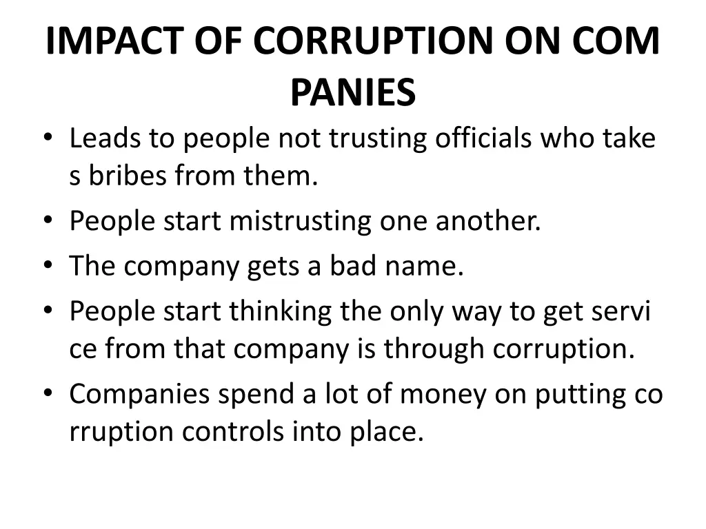 impact of corruption on com panies leads