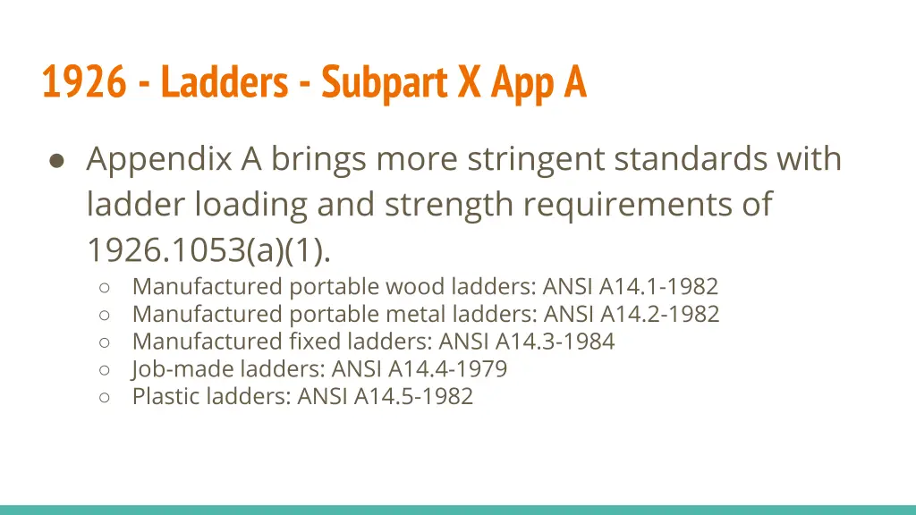 1926 ladders subpart x app a