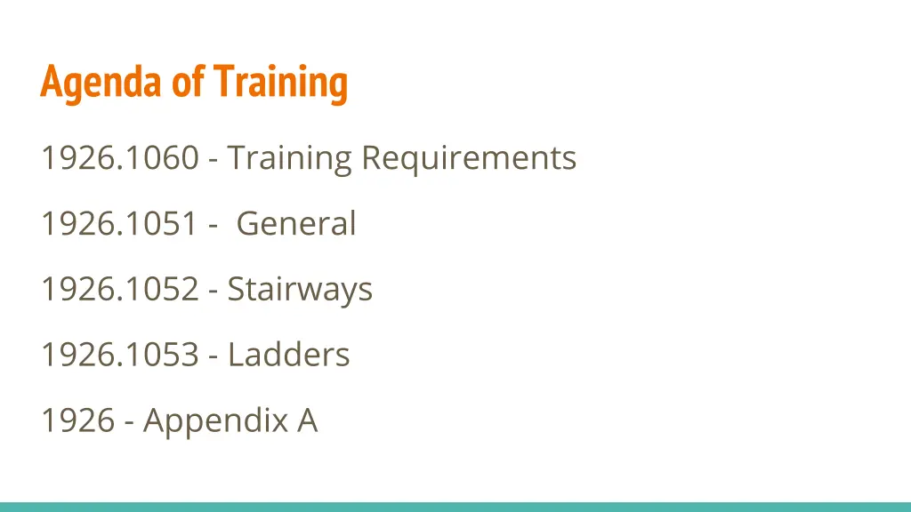 agenda of training