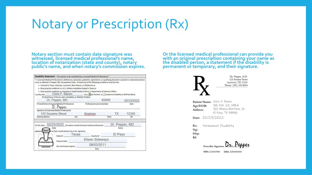 notary or prescription rx