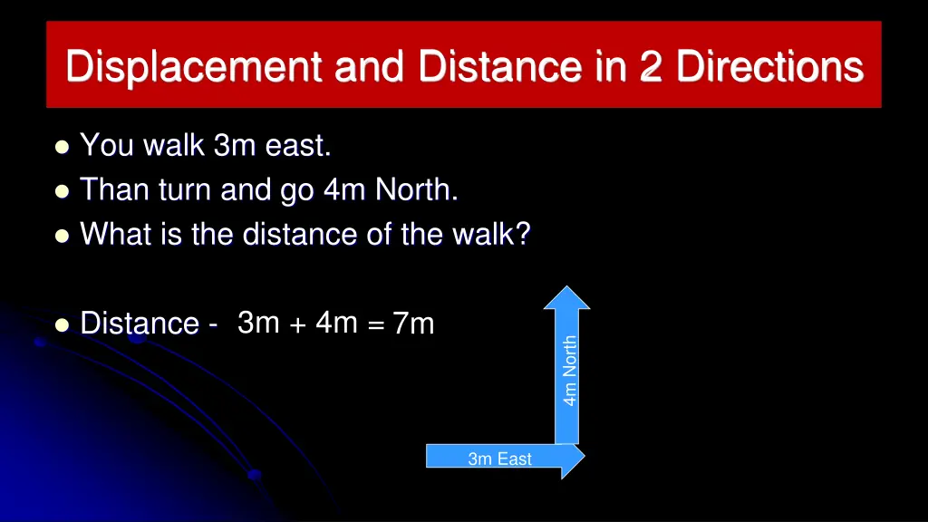 displacement and distance in 2 directions