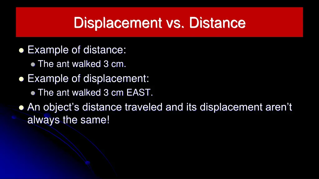 displacement vs distance