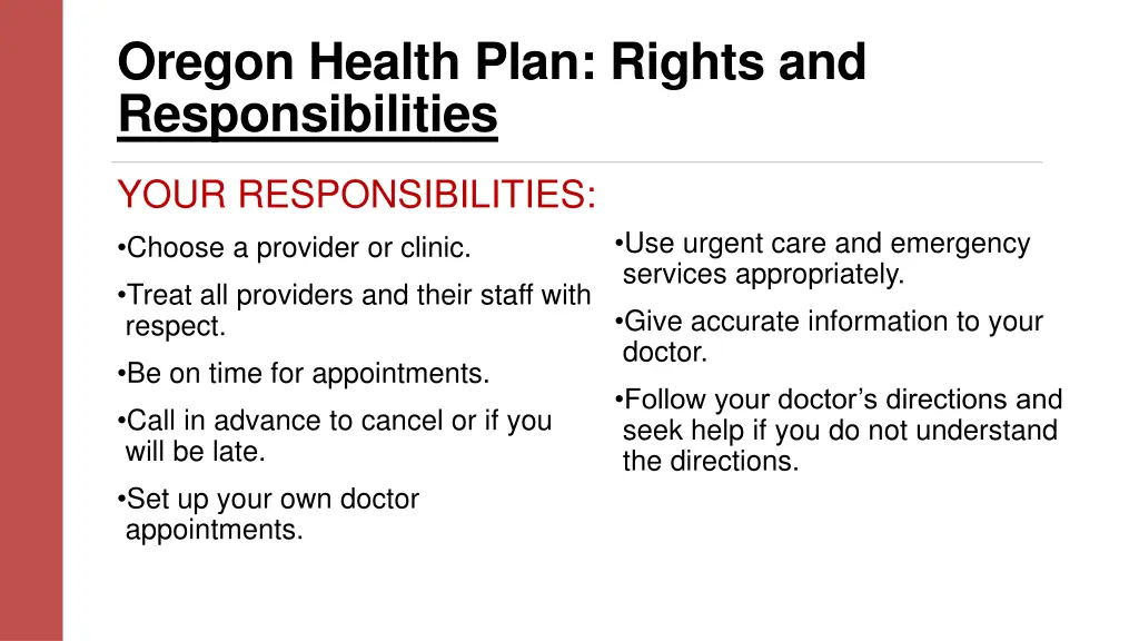 oregon health plan rights and responsibilities 1