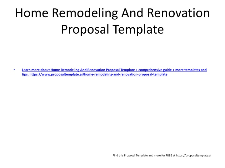 home remodeling and renovation proposal template