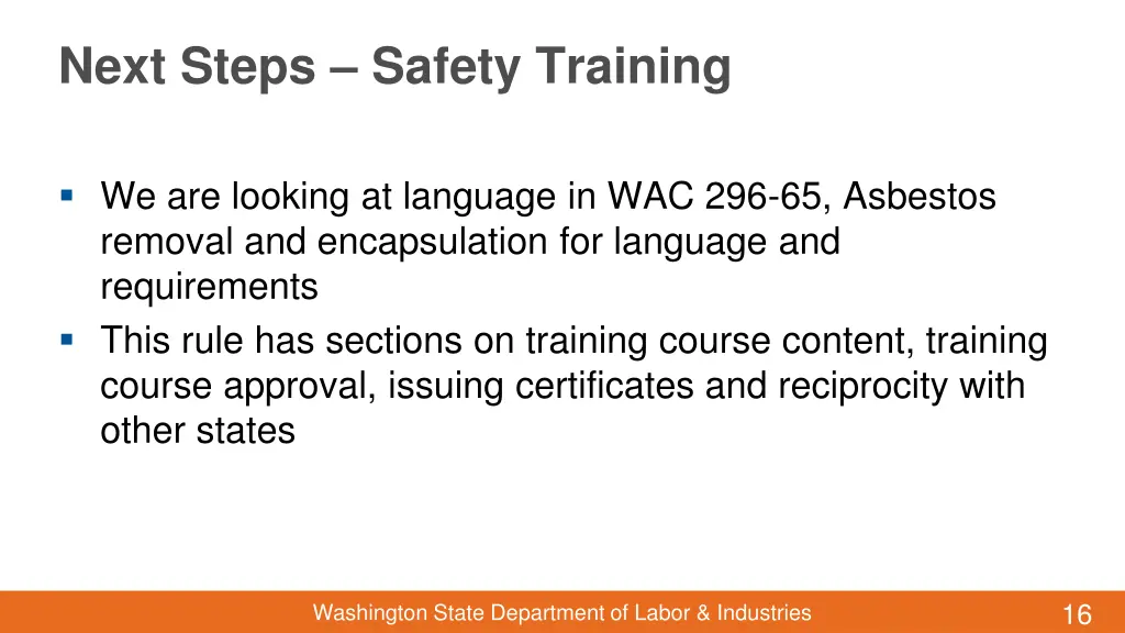 next steps safety training