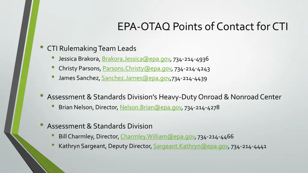 epa otaq points of contact for cti