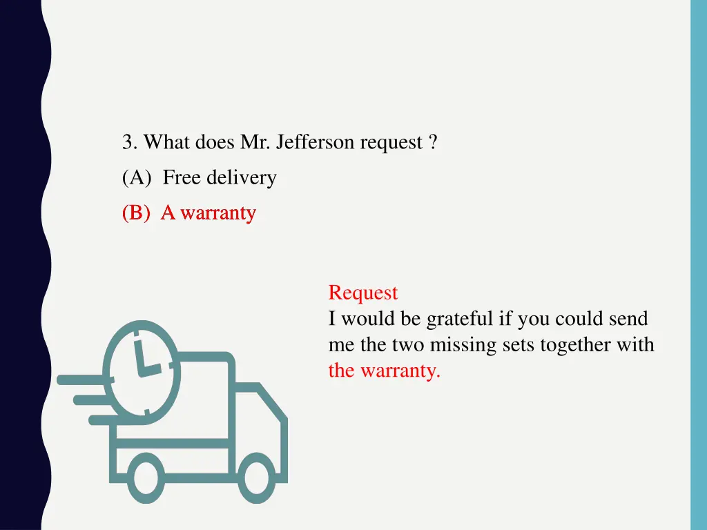 3 what does mr jefferson request