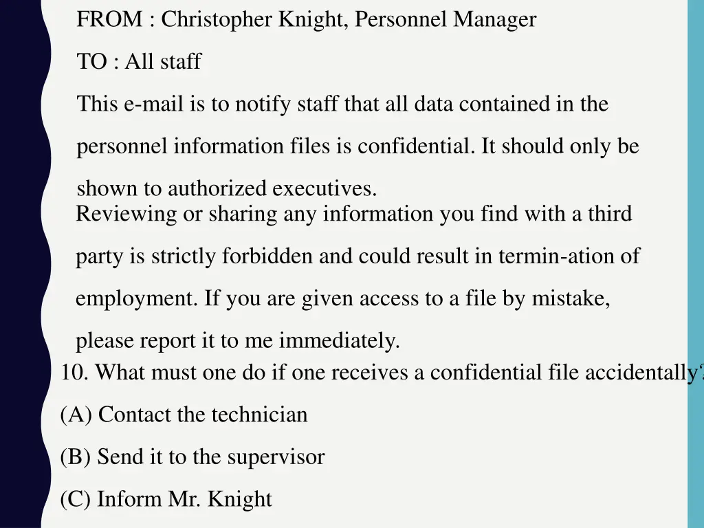 from christopher knight personnel manager