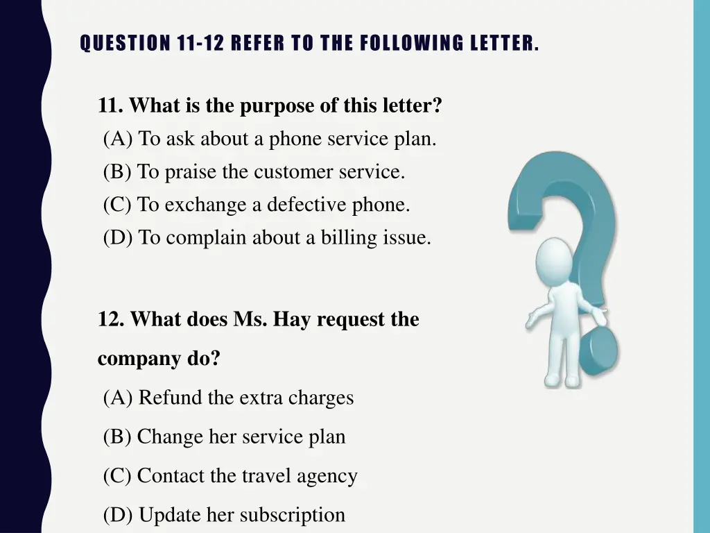 question 11 12 refer to the following letter