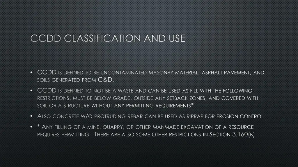 ccdd classification and use