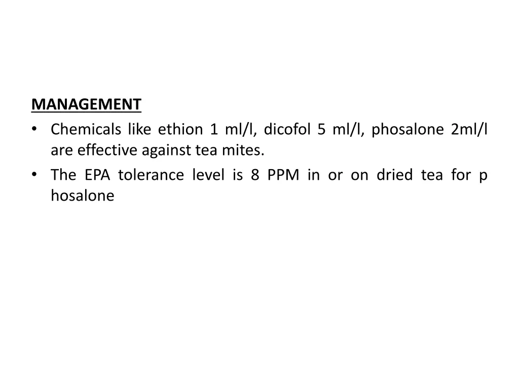 management chemicals like ethion 1 ml l dicofol