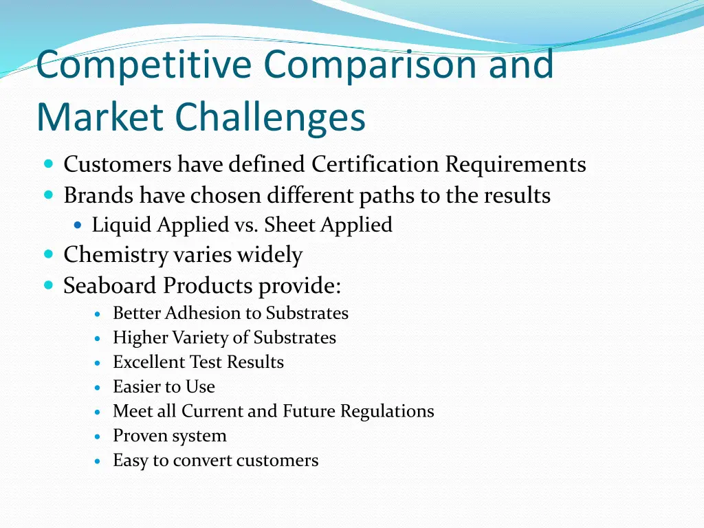 competitive comparison and market challenges