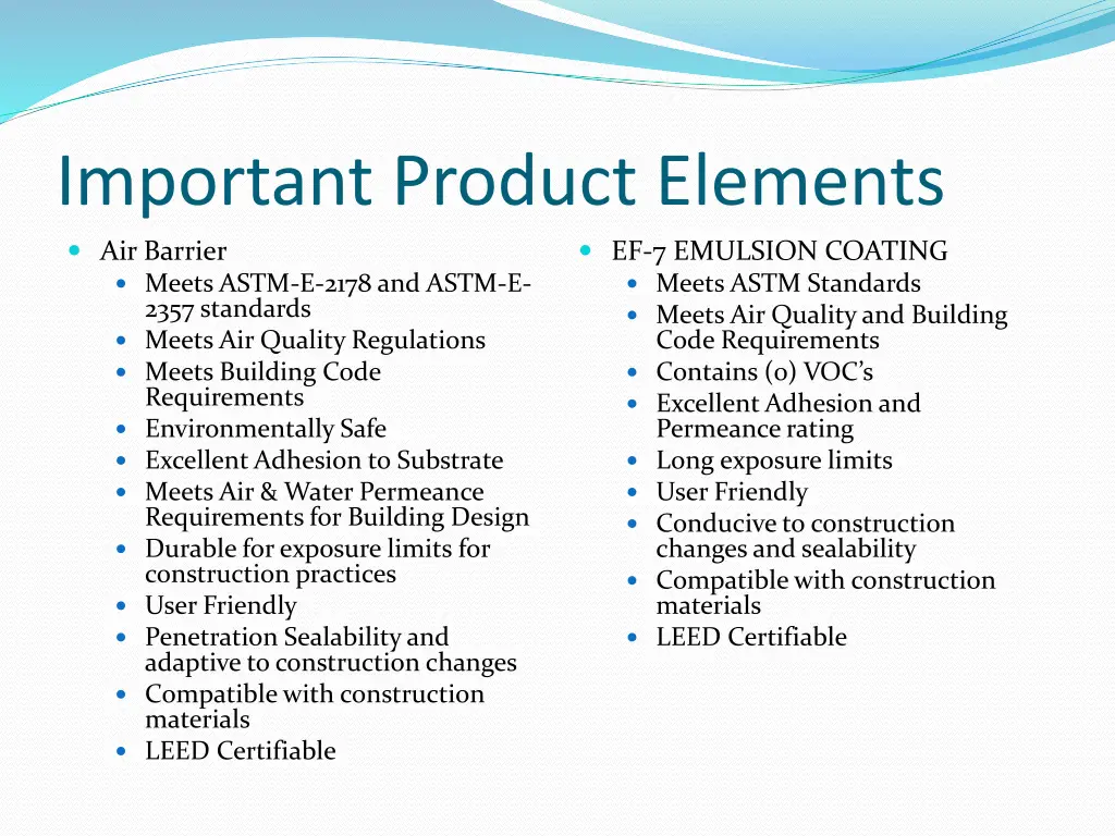 important product elements air barrier meets astm