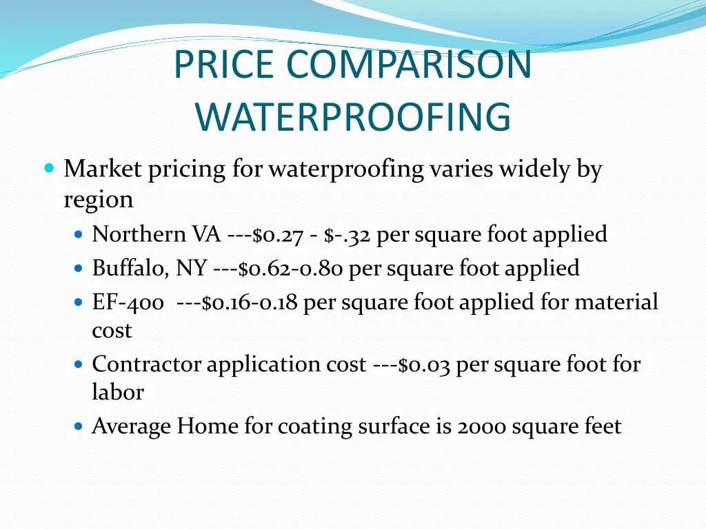 price comparison waterproofing