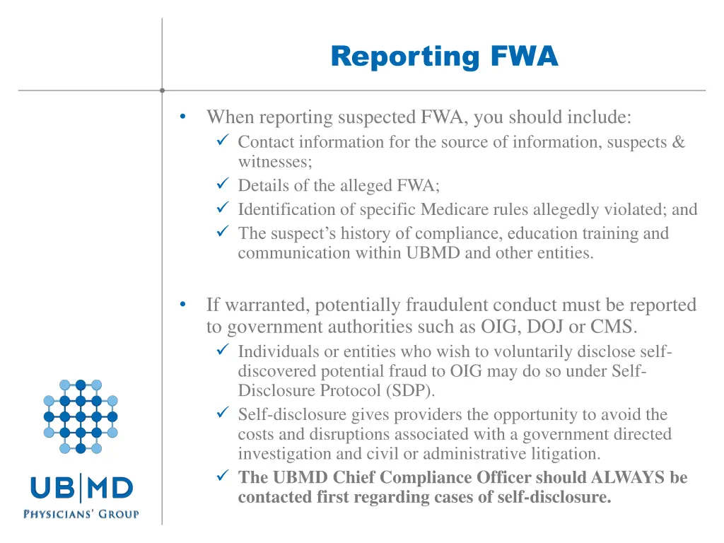 reporting fwa 1