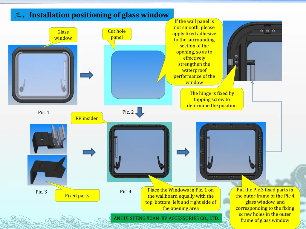 installation positioning of glass window