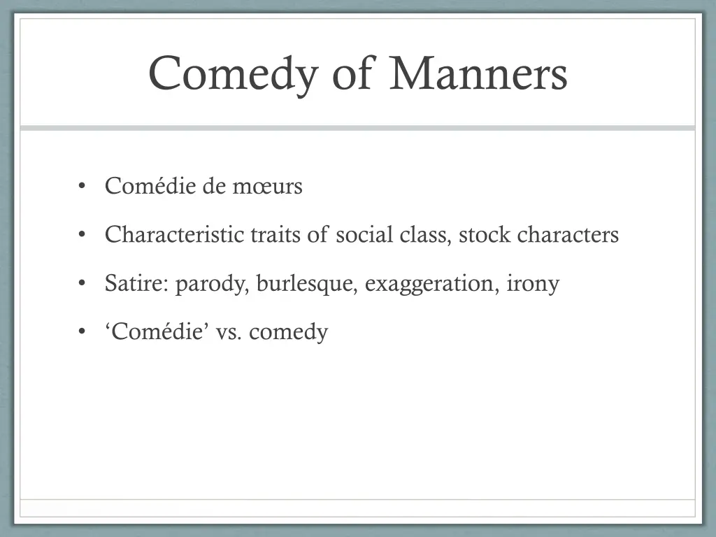 comedy of manners